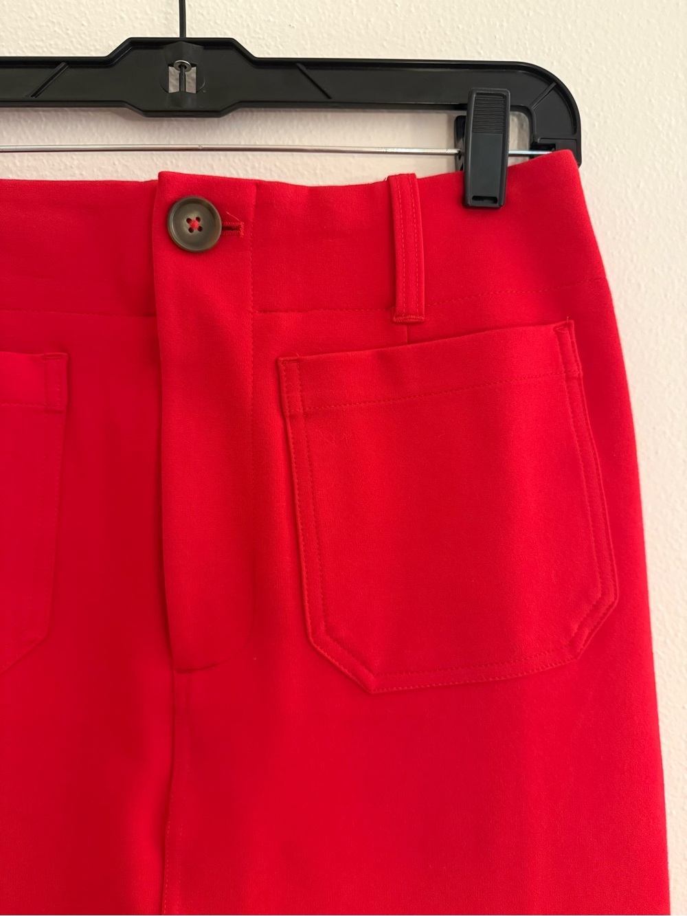 Anthropologie Maeve Red Ponte Knit Colette high waist midi pencil Skirt pocket S - Picture 3 of 8